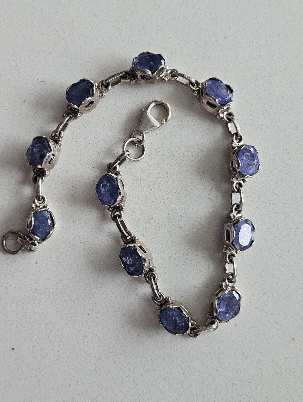 Fabulous Artisan 11tcw+ Natural Tanzanite Sterling Silver Tennis Bracelet 8"